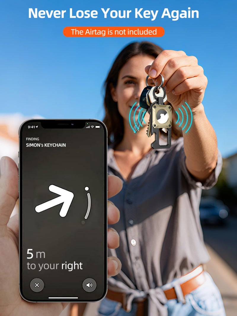 ExtreLife Air Tag Keychain with Carabiner, Heavy Duty Keychain Bottle Opener, Waterproof, Scratch Resistant,Secure Lock, Protective for AirTag Keychains Accessory for Keys, Pets, Luggage, & More -Champagne Gold - Image 2