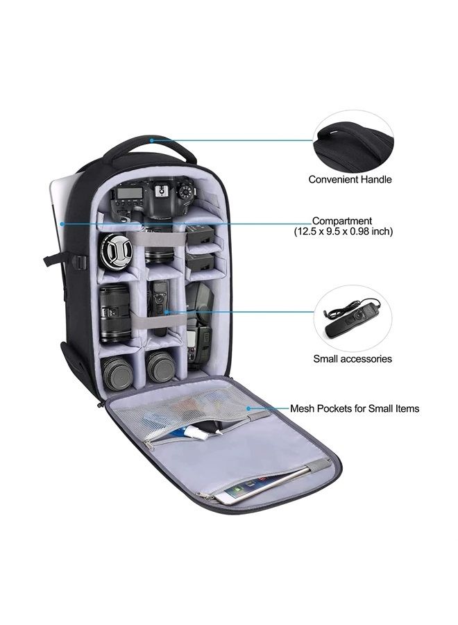 Mosiso Camera Backpack, DSLR/SLR/Mirrorless Insert Protection Photography Camera Bag Full Open Waterproof Hardshell Case with Tripod Holder&Laptop Compartment Compatible with Canon/Nikon/Sony, Black - Image 2