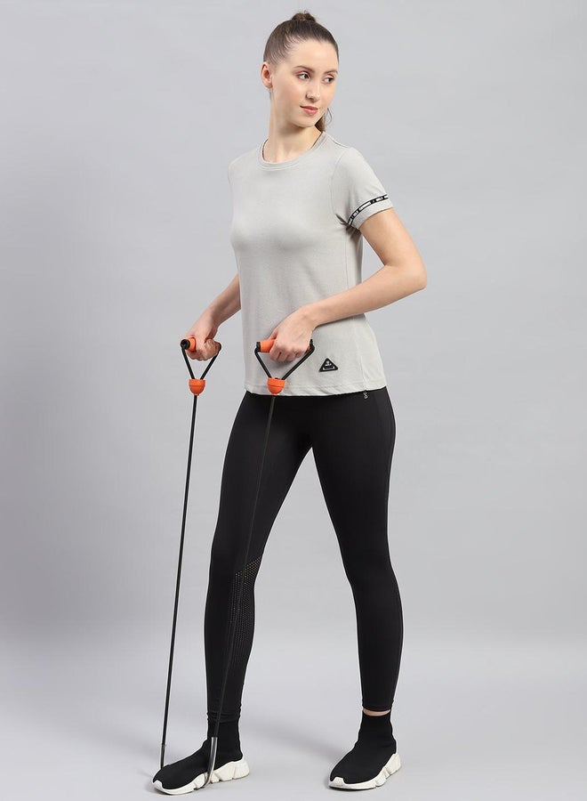 Rock.it Women Grey Solid Round Neck Short Sleeve Top - Image 5