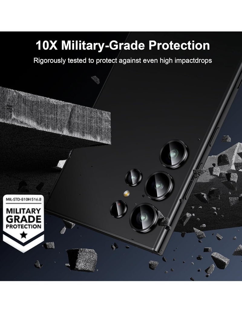 ELTRAZONE Samsung Galaxy S24 Ultra Camera Lens Protector, Ultra Thin Scratch Resistant 9H Tempered Glass with Aluminum Metal Circle Camera Screen Protector Cover Accessories, Black - Image 4