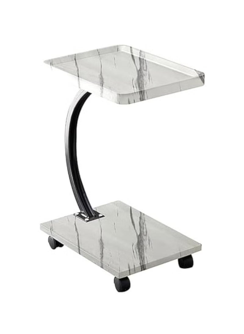 DubaiGallery Contemporary rolling laptop table with marble pattern top and base, curved steel support, easy glide casters, versatile for sofa, bed, office tasks, minimalist décor lovers, seeking, modern, functional, stylish, furniture. - Image 2