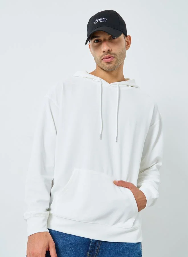 Styli Styli White Waffle Textured Oversized Hoodie
