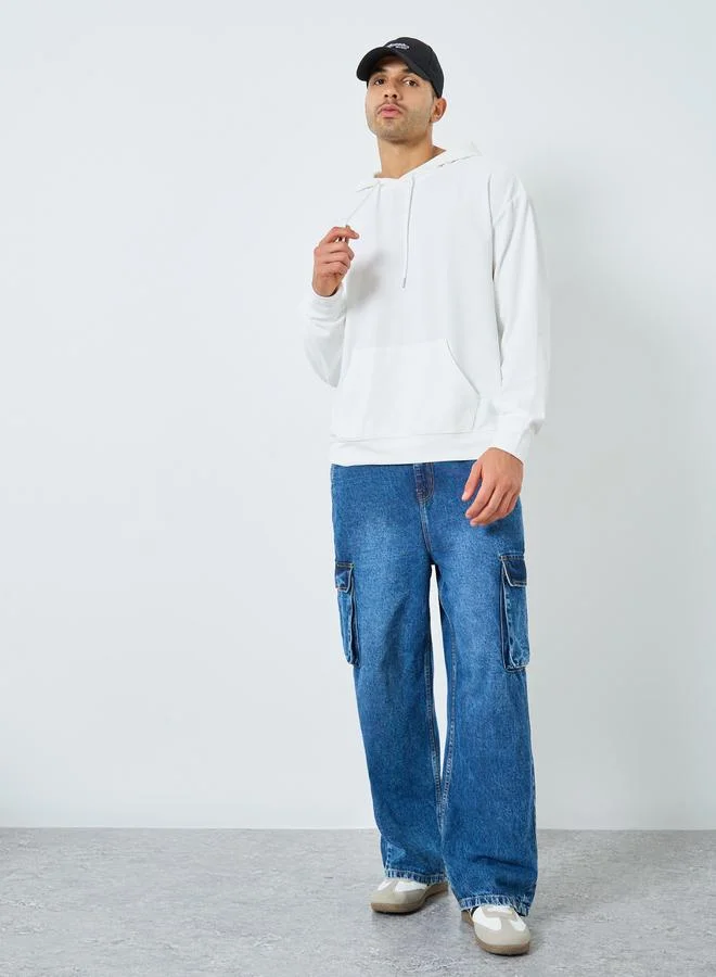 Styli Styli White Waffle Textured Oversized Hoodie