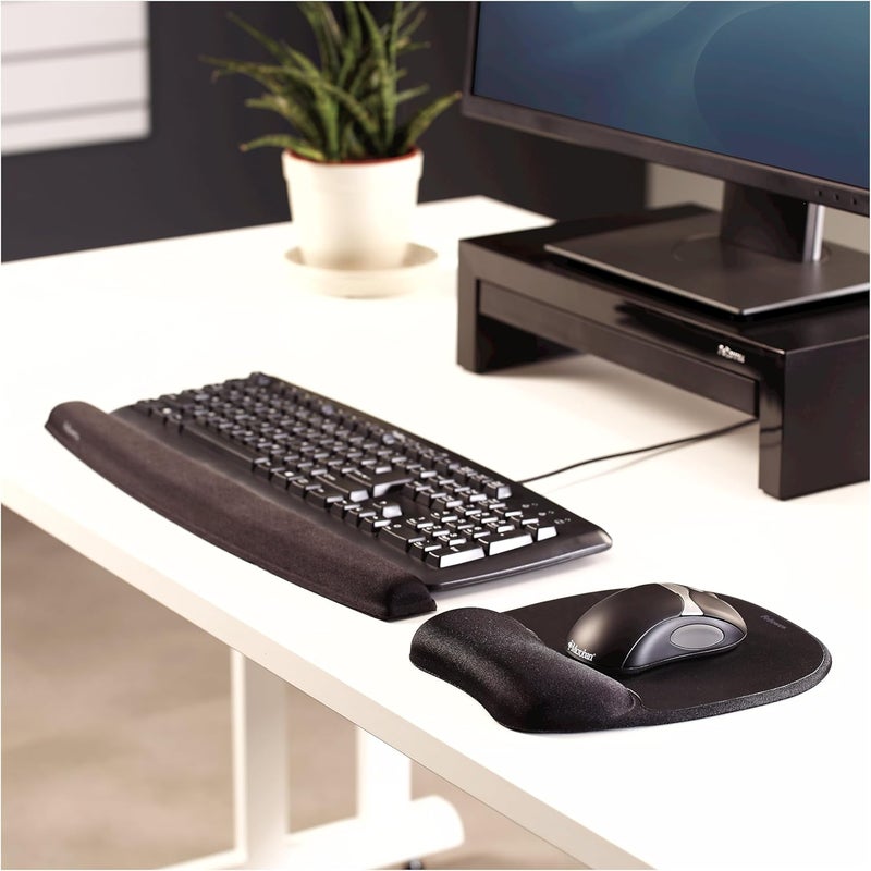 Fellowes Memory Foam Mouse Pad with Wrist Rest - Ergonomic Support in Black - Image 3