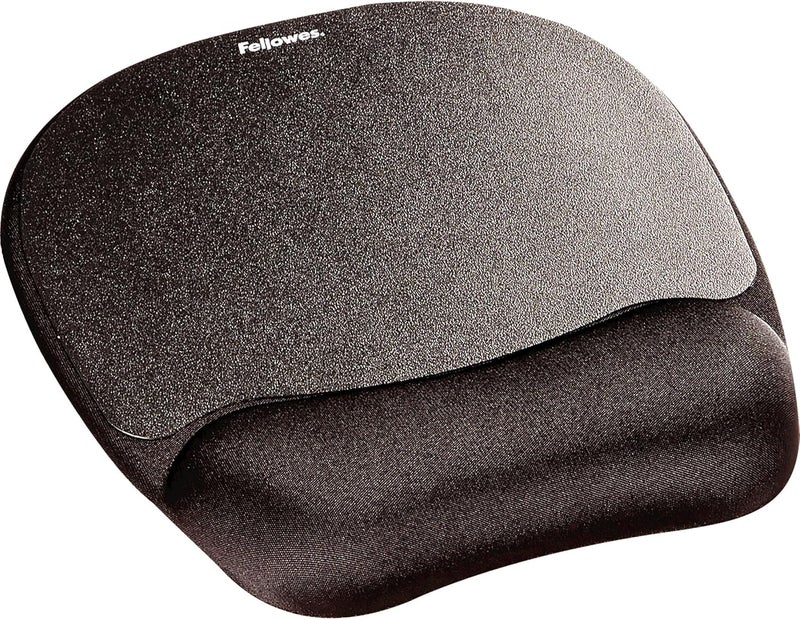 Fellowes Memory Foam Mouse Pad with Wrist Rest - Ergonomic Support in Black - Image 1