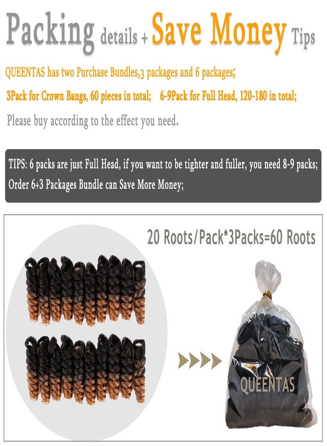 QUEENTAS 3 Packs 10 inch Short Crochet Hair for Black Women Prelooped 8mm Wand Curl Synthetic Jamaican Bounce Crochet Curly Afo Passion Twist Hair Extensions Braids(Black to Blonde) - Image 5