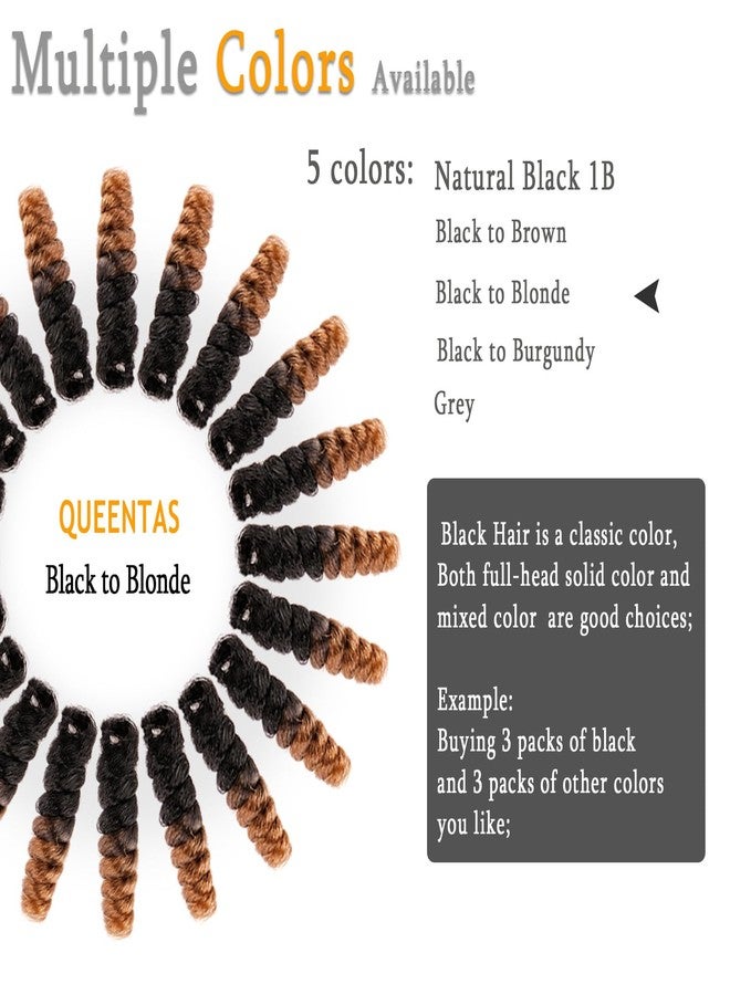 QUEENTAS 3 Packs 10 inch Short Crochet Hair for Black Women Prelooped 8mm Wand Curl Synthetic Jamaican Bounce Crochet Curly Afo Passion Twist Hair Extensions Braids(Black to Blonde) - Image 3