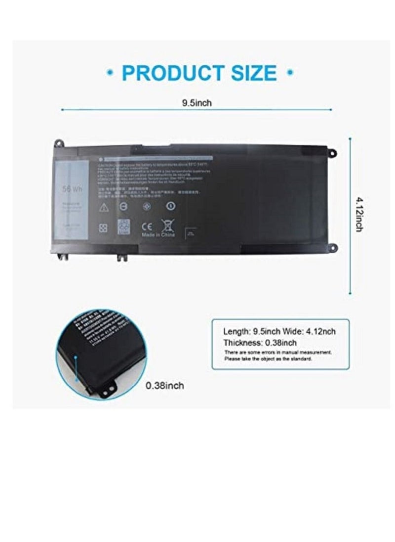 WeightX - 56Wh 33YDH Laptop Battery for Dell Inspiron 17 7000 7778 7779 7786 7773 15 7577,G3 3579 3779 G5 5587 G7 7588,Latitude 13 3380 14 3490 15 3590 3580 PVHT1 P30E 99NF2 7573 2-in-1 81PF3 081PF3 P30E001 - Image 1