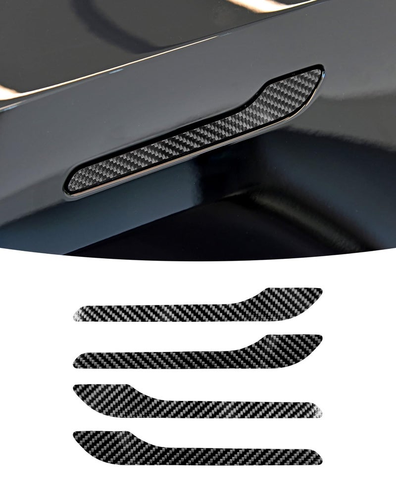 KKTR-CAR KKTRCAR Door Handle Cover Real Glossy Carbon Fiber Door Handle Trim Protector Set Compatible with Tesla Model y Model 3 20172025 Real Glossy Carbon Fiber 4 Pieces - Image 2