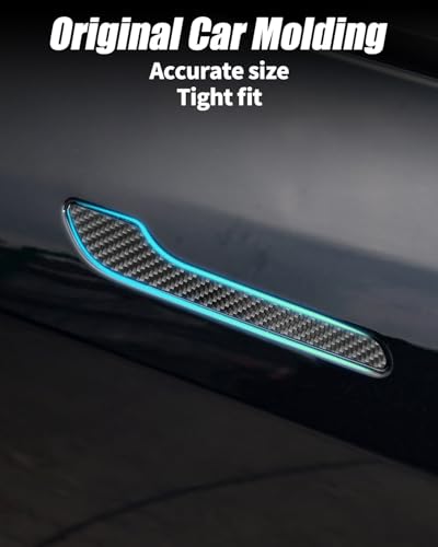 KKTR-CAR KKTRCAR Door Handle Cover Real Glossy Carbon Fiber Door Handle Trim Protector Set Compatible with Tesla Model y Model 3 20172025 Real Glossy Carbon Fiber 4 Pieces - Image 3