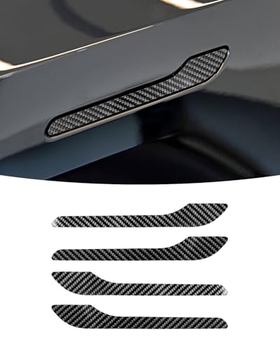 KKTR-CAR KKTRCAR Door Handle Cover Real Glossy Carbon Fiber Door Handle Trim Protector Set Compatible with Tesla Model y Model 3 20172025 Real Glossy Carbon Fiber 4 Pieces - Image 1