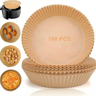 HEXAR Air Fryer Disposable Paper Liner Food Grade Parchment Liners Non-Stick Air Fyer Parchment Paper, Oil Resistant, Disposable Paper Air Fryer Baking Roasting Microwave (100, 20cm Round)
