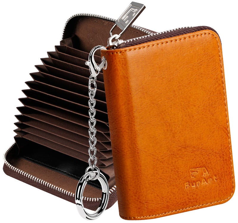 FurArt Zipper Wallet Women, RFID Blocking Credit Card Wallet, Business Card Holder, Compact Size KeyChain Wallet - Image 1