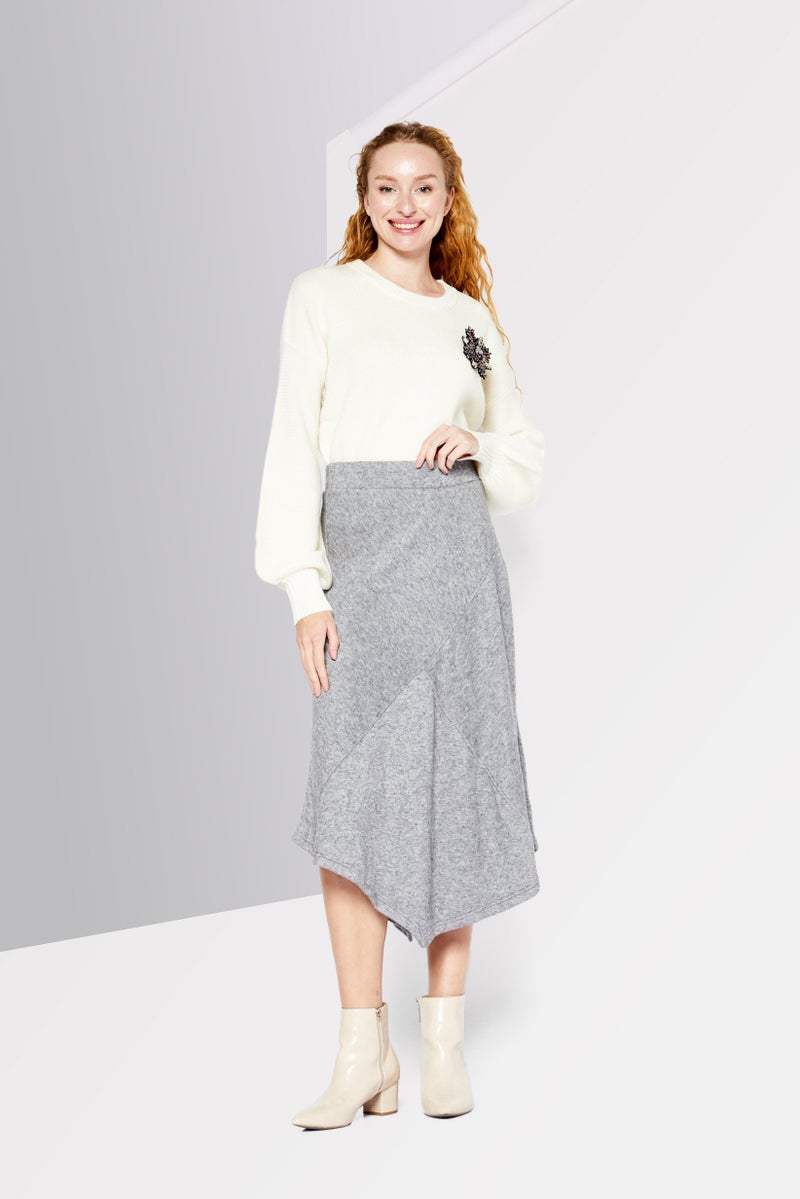 DKNY Pure Women Heather Midi Skirt, Grey - Image 2