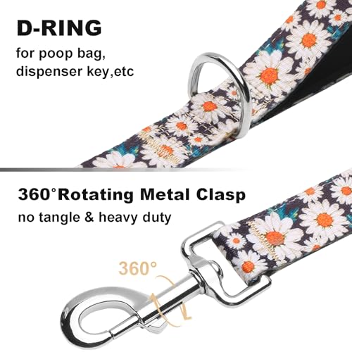 Fidohug 6ft Dog Leash with Two Padded Handles, Heavy Duty Strong Nylon Pet Leash with Soft Neoprene Handle for Small Medium Large Dogs, Daisy - Image 3