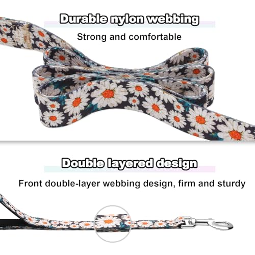 Fidohug 6ft Dog Leash with Two Padded Handles, Heavy Duty Strong Nylon Pet Leash with Soft Neoprene Handle for Small Medium Large Dogs, Daisy - Image 4