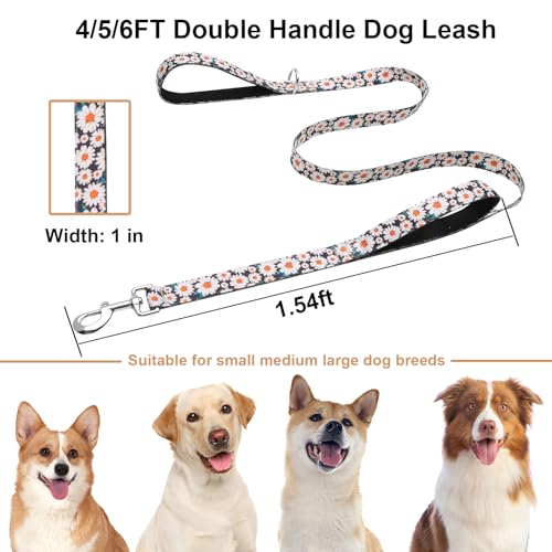 Fidohug 6ft Dog Leash with Two Padded Handles, Heavy Duty Strong Nylon Pet Leash with Soft Neoprene Handle for Small Medium Large Dogs, Daisy - Image 5