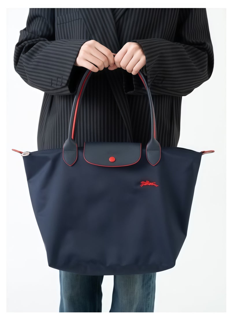 Longchamp Le Pliage Medium Navy Blue Shoulder Strap Women's 70th Anniversary Fashionable and Versatile Medium Cosmetic Bag, Handbag, Shoulder Bag - Image 2