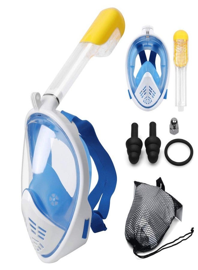 VBM 180° Panoramic View Snorkel Mask Full Face Scuba, Dive and Swim Set for Kids Youth Adult Women Men | Easier Breath with Dry Anti-Fog Anti-Leak for Travel Beach Underwater Swimming Pool(Blue -L/XL) - Image 1