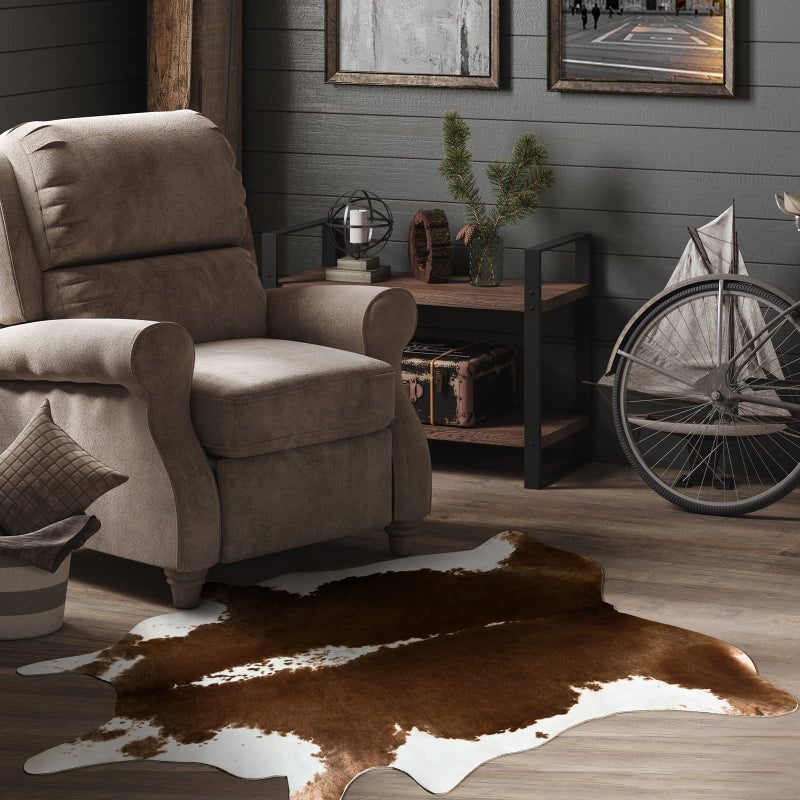 HOMORE Cowhide Rug, Cute Cow Print Rug for Living Room Faux Cow Hide Animal Print Carpet for Bedroom Office Table, 3.6 x 2.3 Feet, Khaki Brown - Image 3