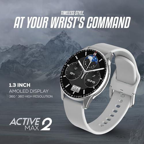 PunnkFunnk Newly Launched Active 2 Max Bluetooth Calling Smartwatch 1.3" Amoled Display 360 * 360 High Resolution 4.2 BT with, 100+ Sports Mode with IP68, Sp02 Tracking, AI Voice Assistant(Grey) - Image 2