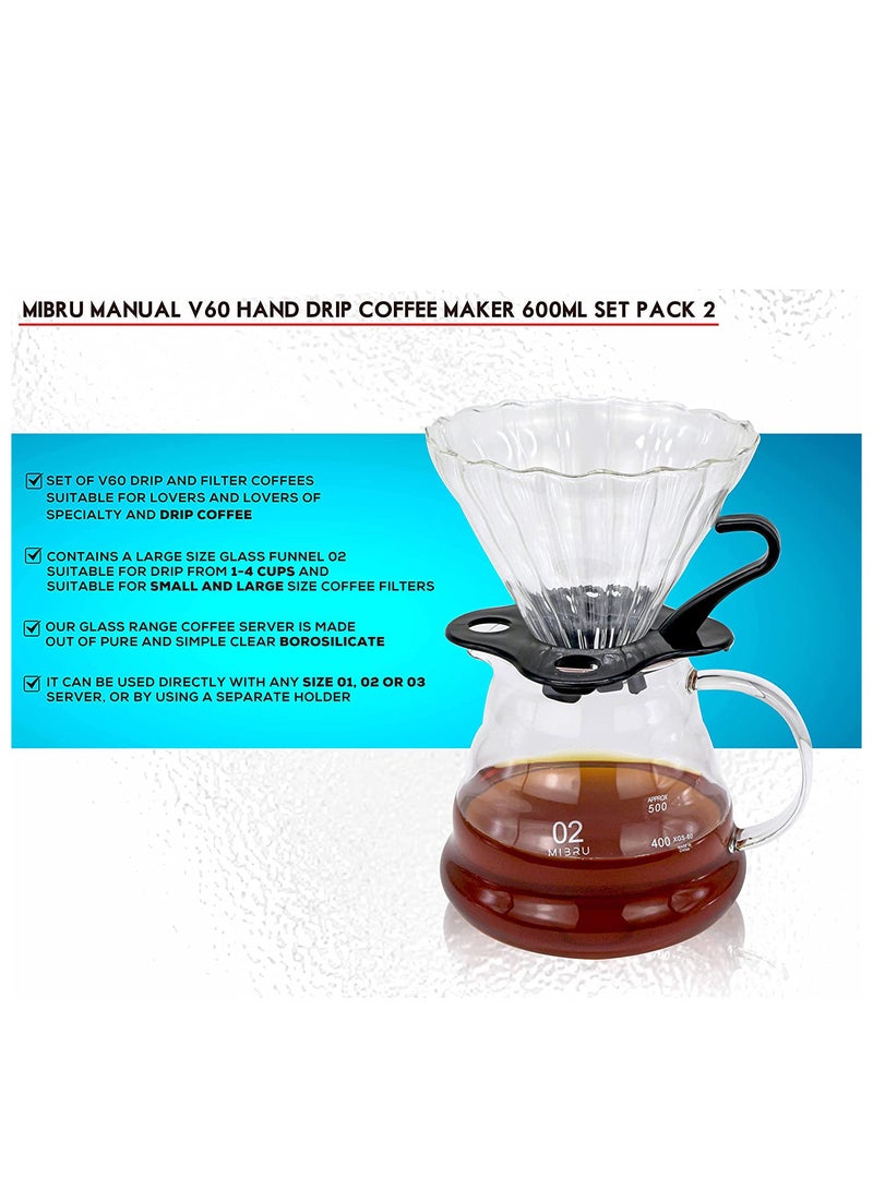 ميبرو طقم تقطير قهوة v60 قمع زجاجي وسيرفر زجاجي للاستخدام اليومي والبيت والمكتب - Image 3
