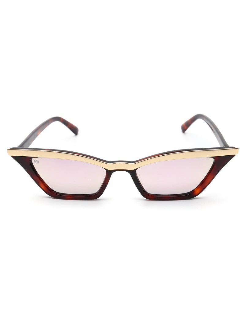 SOL.K Delux-K Sol.K Sunglasses - Sakura Pink CR-39 Lenses with Havana Brown Acetate Frame, Gold Stainless Steel Detail, Retro Design, UV400 Protection - Image 1