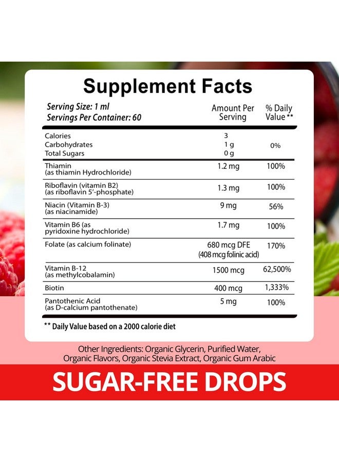 VITBOOST Vitamin B Complex Supplement with 20000 mcg - Extra Strength for Men and Women - Vegan| Raspberry Liquid Drops| USA Made, B1, B2, B3, B5, B6, Biotin, Folic Acid & B12 Methylcobalamin | 4 Months Supply - Image 2