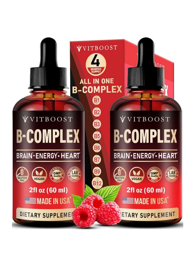 VITBOOST Vitamin B Complex Supplement with 20000 mcg - Extra Strength for Men and Women - Vegan| Raspberry Liquid Drops| USA Made, B1, B2, B3, B5, B6, Biotin, Folic Acid & B12 Methylcobalamin | 4 Months Supply - Image 1
