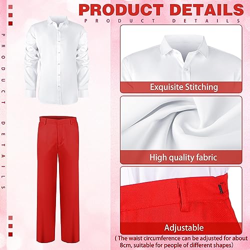 Newcotte 6 Pcs Halloween Waiter Costume for Men,1950s Popcorn Vendor Costume for Adult Movie Night Circus(Small) - Image 4