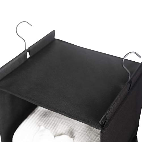 MAX Houser 4-Shelf Hanging Closet Organizer, Space Saver, Cloth Hanging Shelves with 2 Side Pockets, Foldable (Black) - Image 5