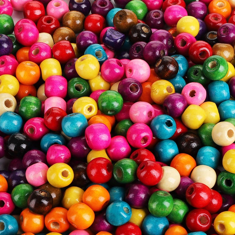Cedilis 2000 Pcs Colored Wood Beads for Craft12mm Round Paint Wooden Spacer Beads with Assorted Color Large Hole Great for Jewelry Bracelets Necklace Earring Making DIY Project