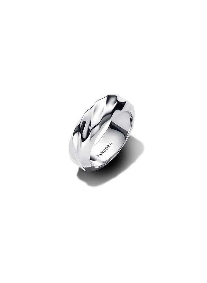 باندورا Rippled Wide Band Ring