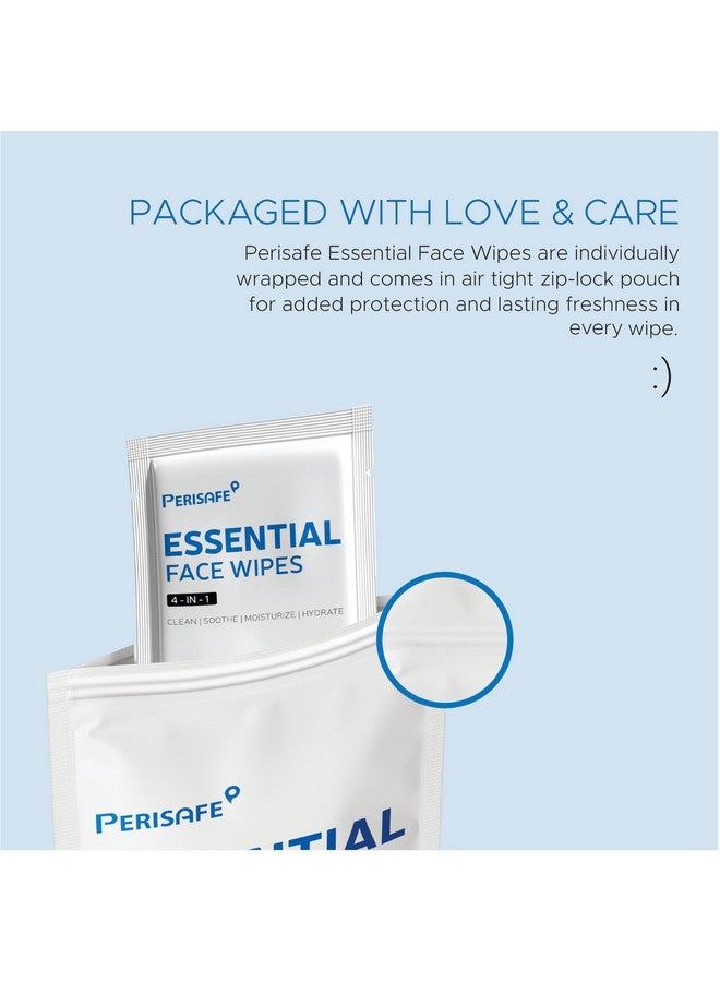 perisafe PERISAFE Essential Face Wipes Individually wrapped Sachet | 4-IN-1 | pH Balanced | Free from Alcohol, Paraben, Silicon |Pack of 100 Wipes - Image 2