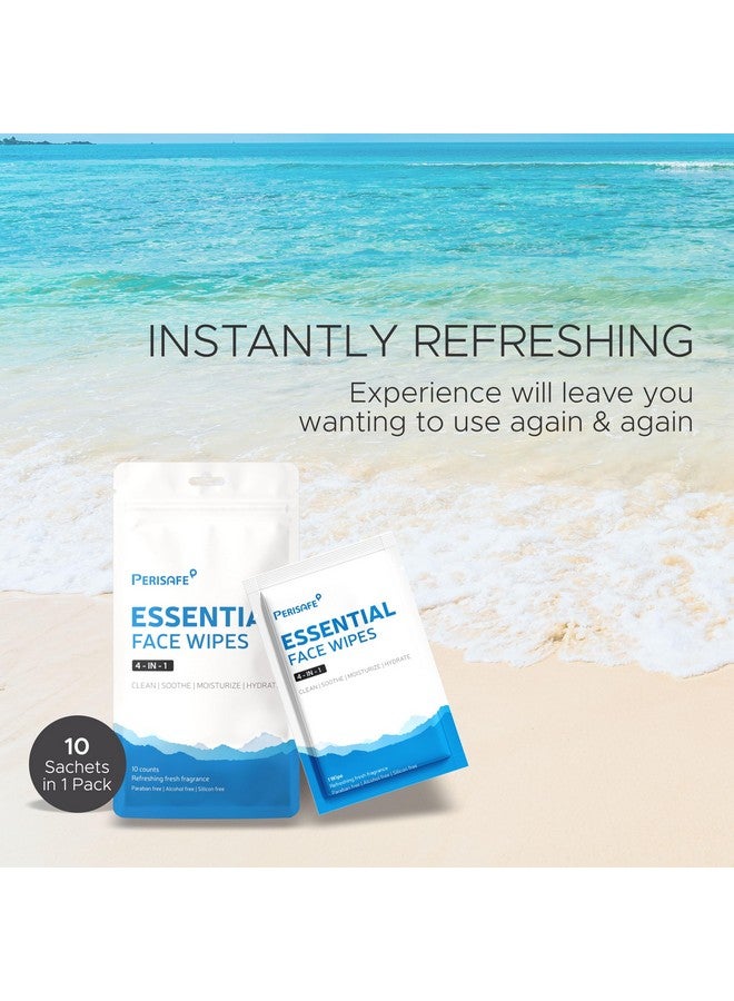 perisafe PERISAFE Essential Face Wipes Individually wrapped Sachet | 4-IN-1 | pH Balanced | Free from Alcohol, Paraben, Silicon |Pack of 100 Wipes - Image 3