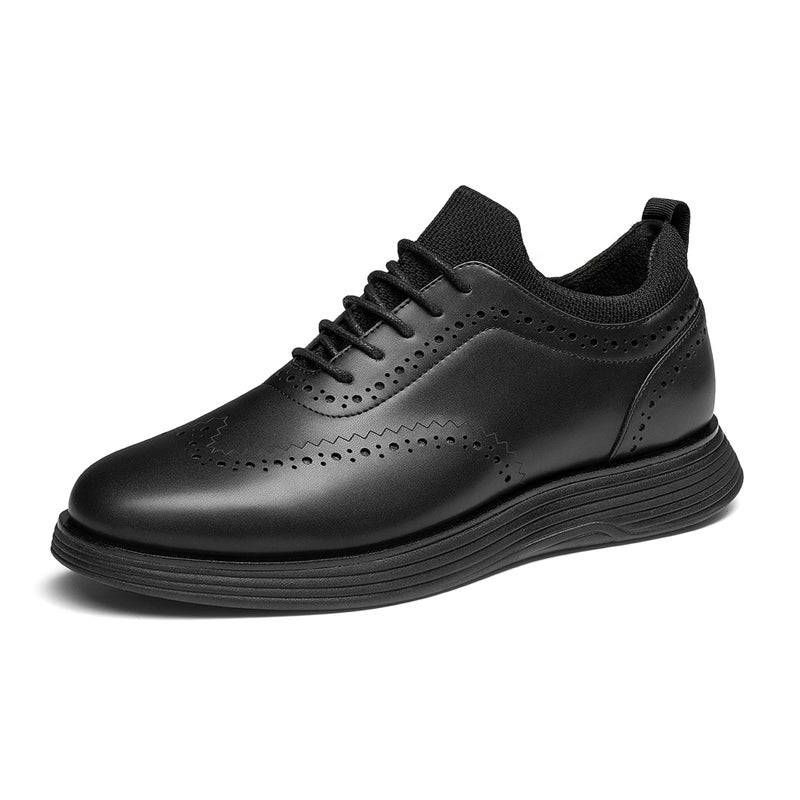Bruno Marc Men's MaxFlex Dress Sneakers Oxfords Casual Wingtip Brogue Shoes,Size 12,All Black,SBOX2326M - Image 1