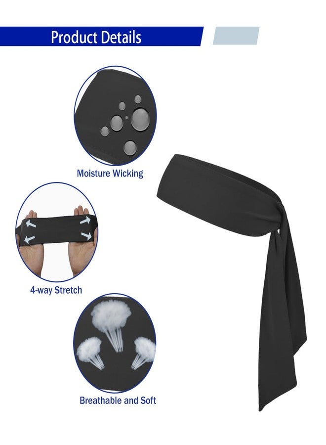 SRLLBBY Sport Tie Headbands Tennis Head Tie for Men Women Sports Fans Ninja Soccer Basketball Teams Head Ties Halloween (Black) - Image 3