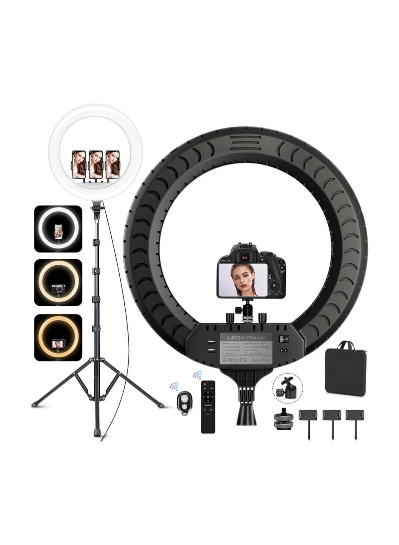 21 Inch Ring Light with Tripod and DSLR Tripod Head – 7000 LM, CRI 95+ – Ideal for YouTube, TikTok, Streaming, Makeup, Vlogging, and Video Photography  - Image 1