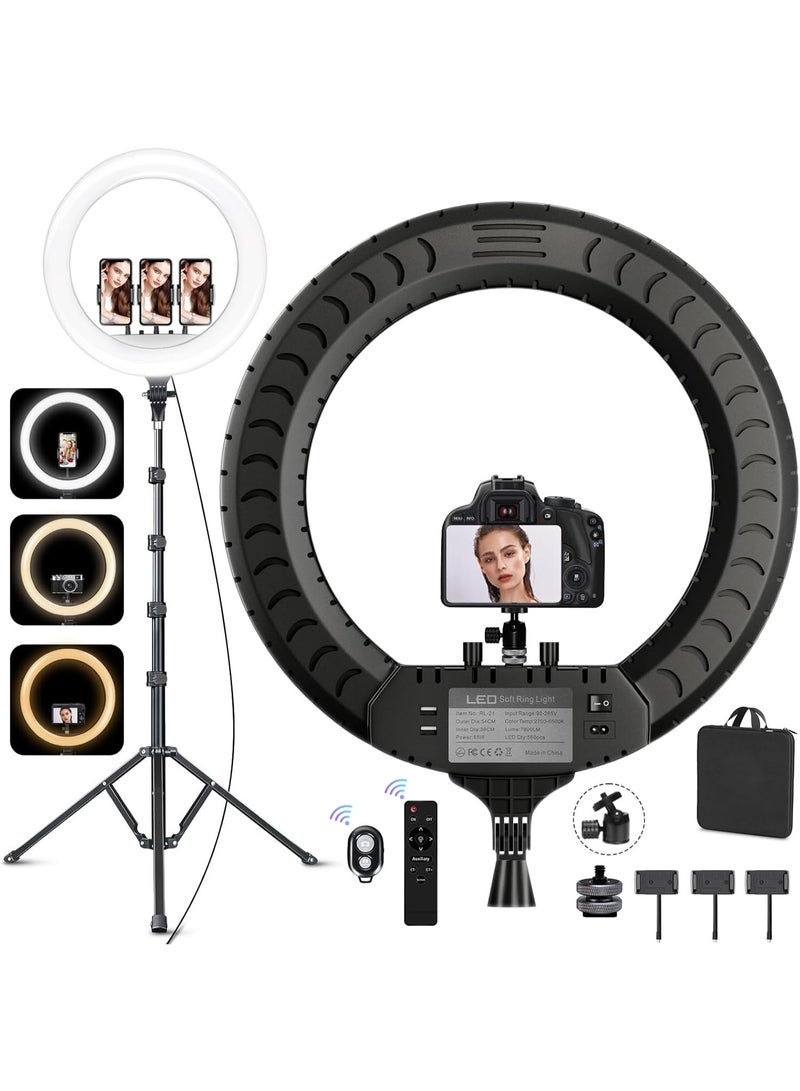 21 Inch Ring Light with Tripod and DSLR Tripod Head – 7000 LM, CRI 95+ – Ideal for YouTube, TikTok, Streaming, Makeup, Vlogging, and Video Photography  - Image 4
