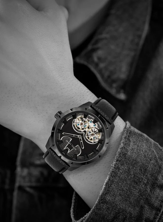 POLICE Dark knight Limited Edition Black Genuine Leather Strap Gents Watch 45mm - PEWGE0022701