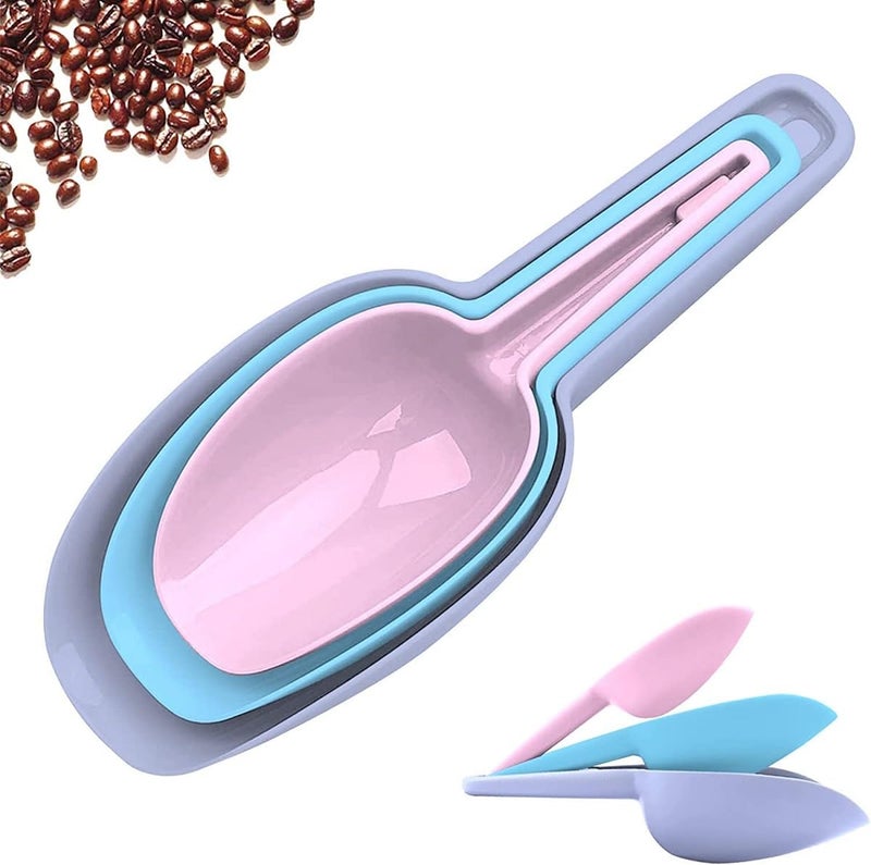 MOBDESK Kitchen Dry Food Scoops Bar Scooper Pet Food Scoop Flour Powders Shovel Multi-Purpose Plastic Kitchen Scoops Grocery Shop, Popcorn, Sugar, Masala Coffee Beans Plastic Ice Scoop Set of 3 pcs - Image 1