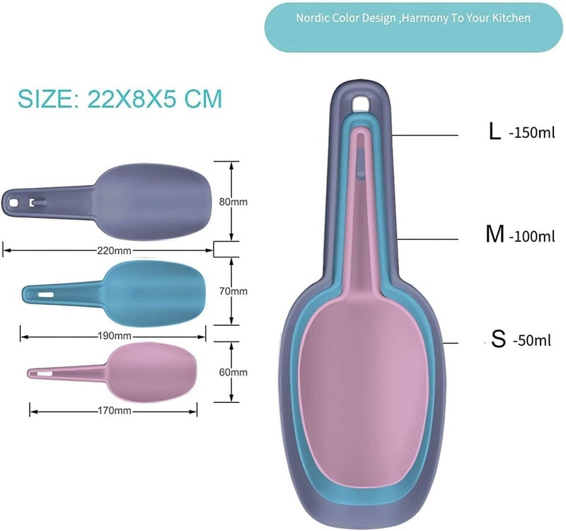 MOBDESK Kitchen Dry Food Scoops Bar Scooper Pet Food Scoop Flour Powders Shovel Multi-Purpose Plastic Kitchen Scoops Grocery Shop, Popcorn, Sugar, Masala Coffee Beans Plastic Ice Scoop Set of 3 pcs - Image 4