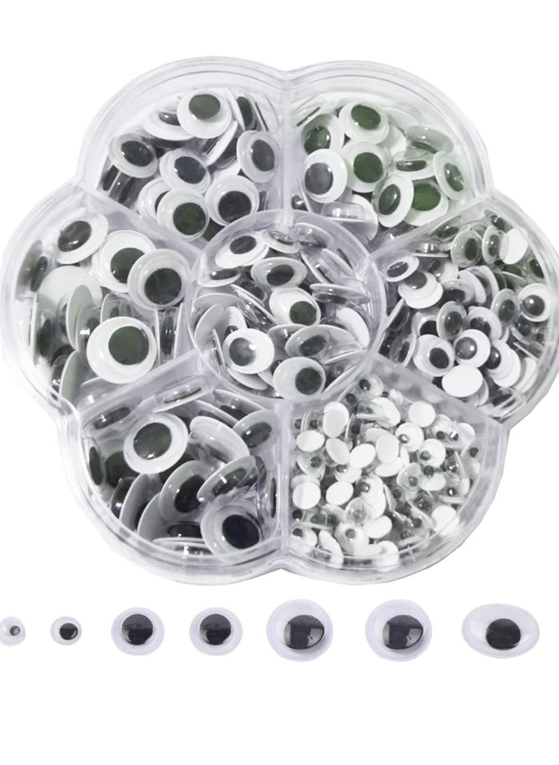 Daytoyz - Googly Eyes Self Adhesive Craft Eyes, 400PCS Stick On Wiggle Eyes Plastic Sticky Wobbly Eyes, 5-12mm Round Doll Eyes for DIY Scrapbooking Toy Accessories Children Kid Craft Arts (Black) - Image 1