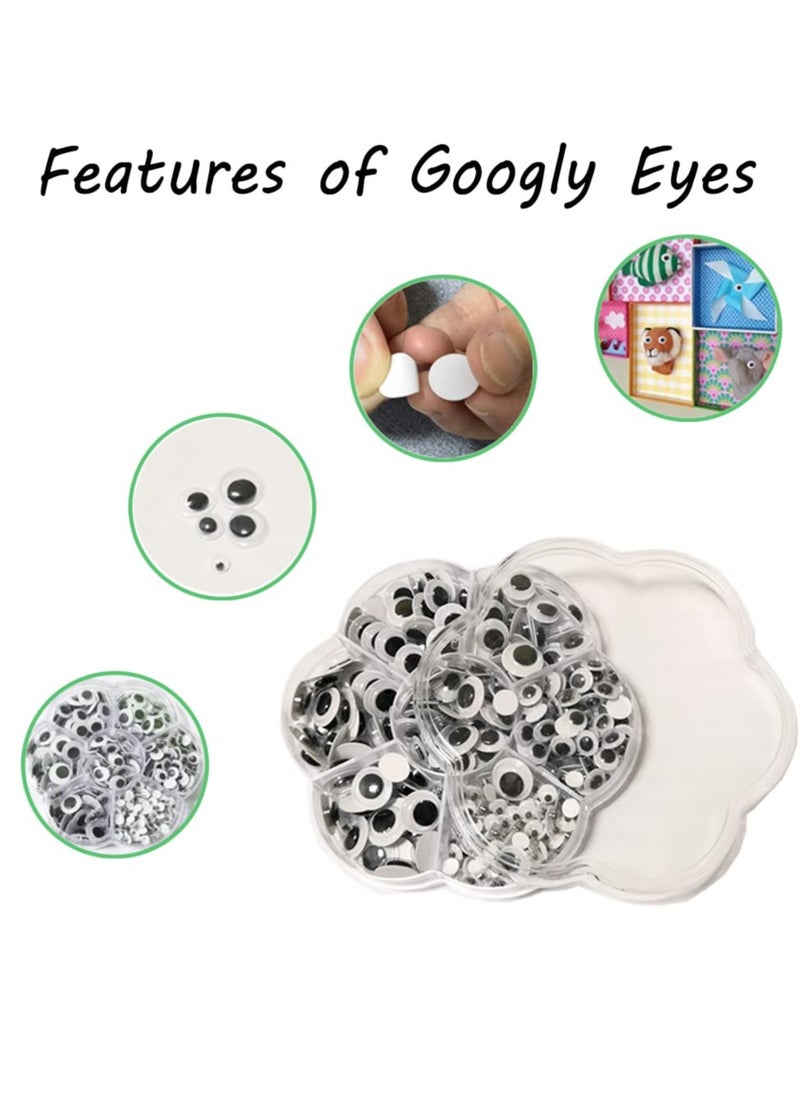Daytoyz - Googly Eyes Self Adhesive Craft Eyes, 400PCS Stick On Wiggle Eyes Plastic Sticky Wobbly Eyes, 5-12mm Round Doll Eyes for DIY Scrapbooking Toy Accessories Children Kid Craft Arts (Black) - Image 1