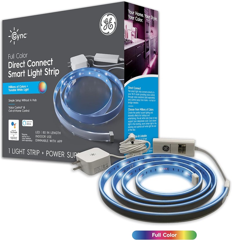 Cync GE Lighting CYNC Smart LED Light Strip - 80 Inches, Color Changing, Works with Alexa and Google Home - Image 1