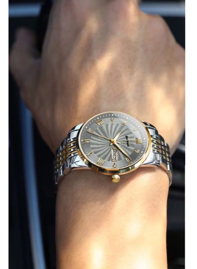 دي فاني ساعة يد للرجال ستنانلس ستيل أنالوج بعقارب مع تقويم وإضاءة ليلية - Image 3