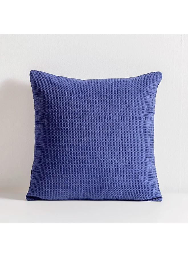 DANUBE HOME Danube Home Gleam Dyed Waffle Weave Cushion Cover - Navy Blue - 45x45 cm | Cotton Couch Pillow Cover For Living Room, Bed Room