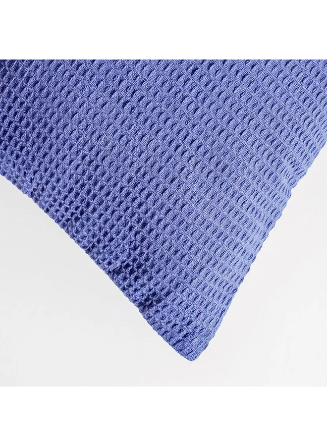DANUBE HOME Danube Home Gleam Dyed Waffle Weave Cushion Cover - Navy Blue - 45x45 cm | Cotton Couch Pillow Cover For Living Room, Bed Room