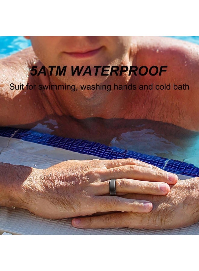 خاتم ذكي لتتبع اللياقة البدنية ومعدل ضربات القلب ومراقبة النوم وأكسجين الدم 5ATM مقاوم للماء وخاتم صحي وعداد خطوات للرجال والنساء - Image 3