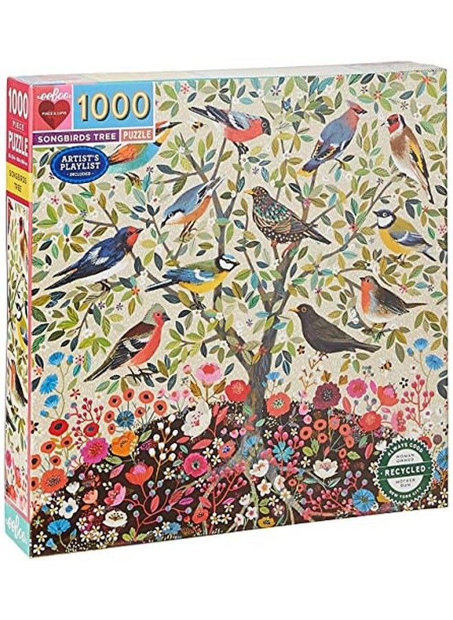eeboo : Piece And Love Songbirds Tree 1000 Piece Square Adult Jigsaw Puzzle, Puzzle For Adults And Families, Glossy, Sturdy Pieces And Minimal Puzzle Dust  - Image 1